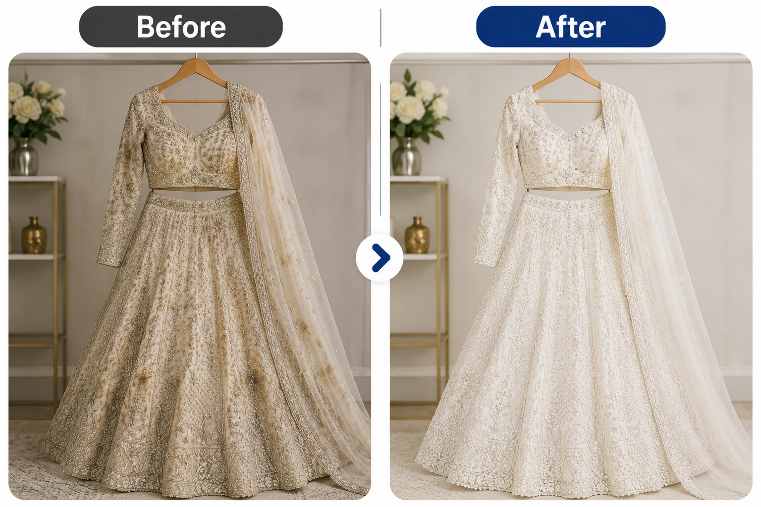 Bridal cloth cleaning by Esquire Cleaners